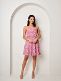 Sleeveless Fit and Flare Dress in Pink