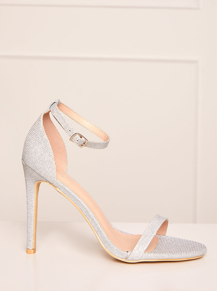 High Heel Glitter Sandals in Silver